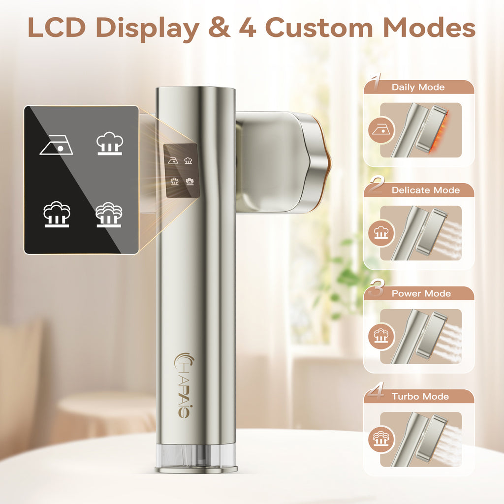 Travel Clothes Steamer handheld 2-in-1,Dual Tanks Total 200ml,25-Min Continuous Steam,Steamer Clothing 1300W with 4 Modes,15s Fast Heat,with Storage Pouch for Travel/Home